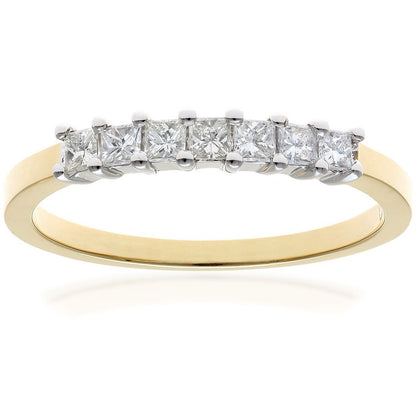 18ct Gold  Princess 1/3ct Diamond 7 Stone Eternity Ring 2mm - PR0AXL9552Y18JPK
