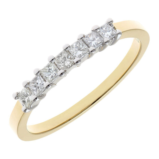 18ct Gold  Princess 1/3ct Diamond 7 Stone Eternity Ring 2mm - PR0AXL9552Y18JSI