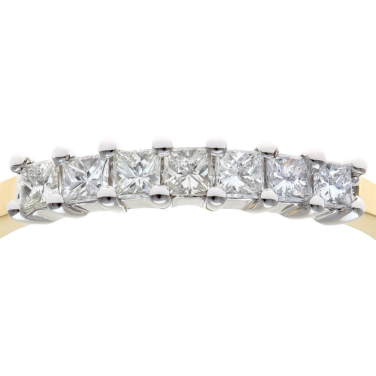 18ct Gold  Princess 1/3ct Diamond 7 Stone  Eternity Ring 2mm - PR0AXL9552Y18JSI