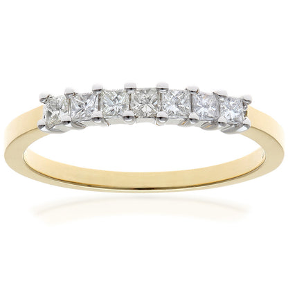 18ct Gold  Princess 1/3ct Diamond 7 Stone  Eternity Ring 2mm - PR0AXL9552Y18JSI