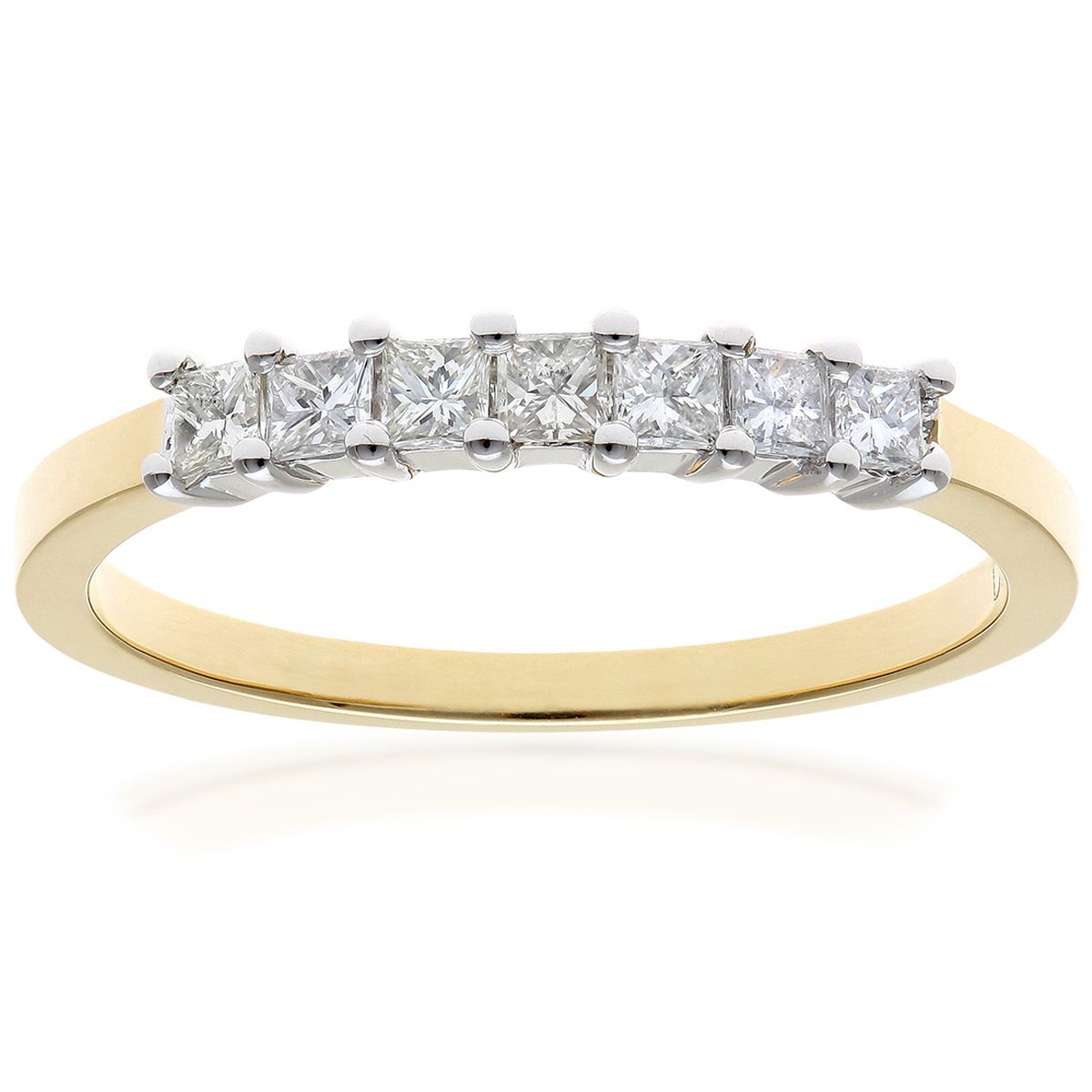18ct Gold  Princess 1/3ct Diamond 7 Stone  Eternity Ring 2mm - PR0AXL9552Y18JSI