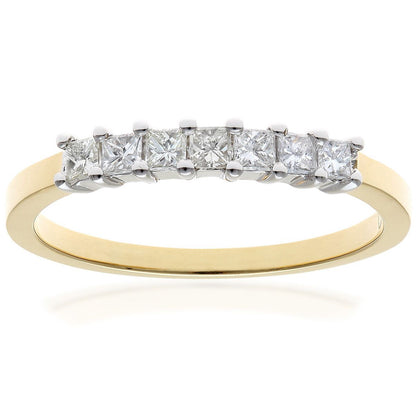 18ct Gold  Princess 1/3ct Diamond 7 Stone  Eternity Ring 2mm - PR0AXL9552Y18JSI