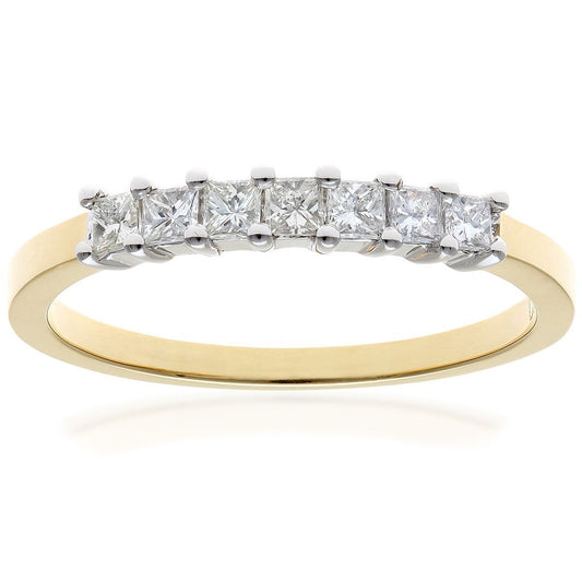 18ct Gold  Princess 1/3ct Diamond 7 Stone  Eternity Ring 2mm - PR0AXL9552Y18JSI