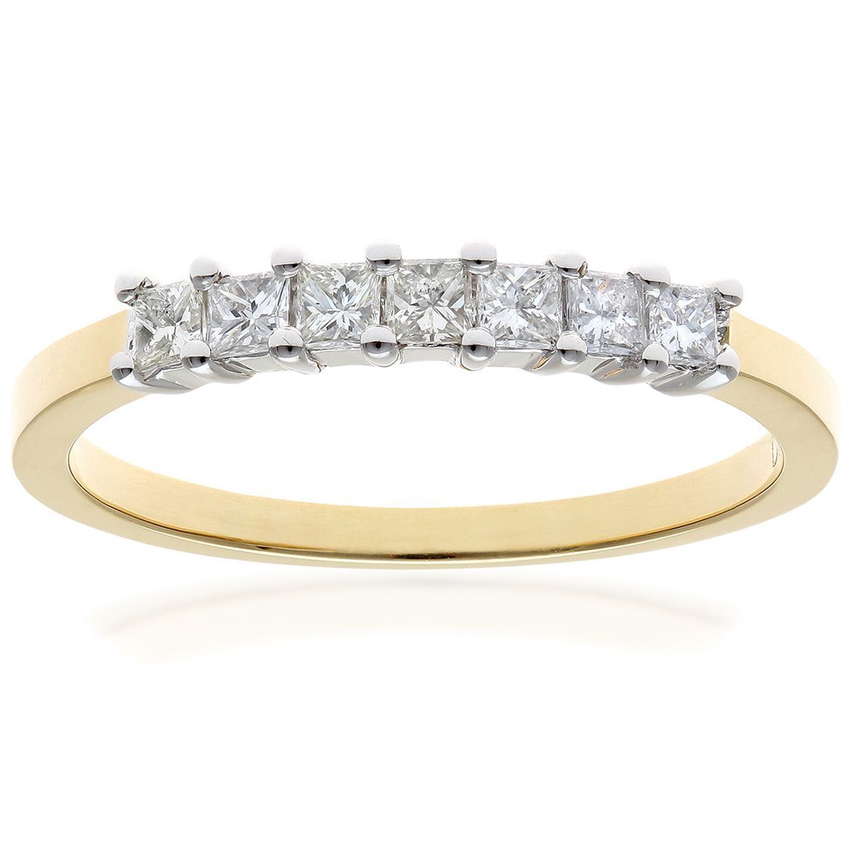 18ct Gold  Princess 1/3ct Diamond 7 Stone Eternity Ring 2mm - PR0AXL9552Y18JSI