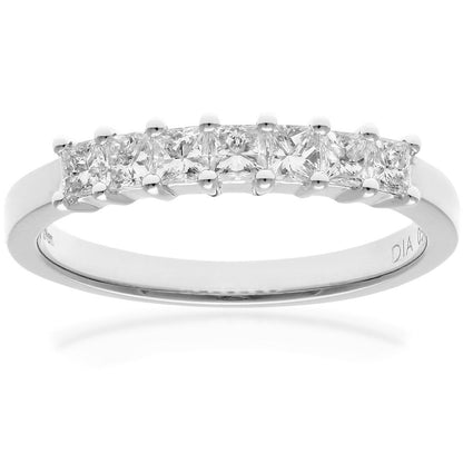 Platinum  Princess 1/2ct Diamond 7 Stone Eternity Ring 2mm - PR0AXL9553PTJPK