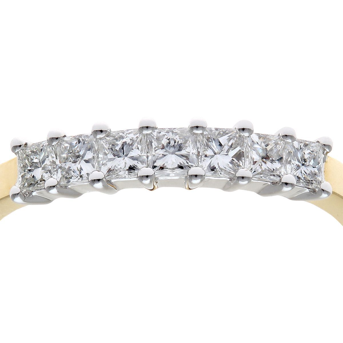 18ct Gold  Princess 1/2ct Diamond 7 Stone Eternity Ring 2mm - PR0AXL9553Y18JPK