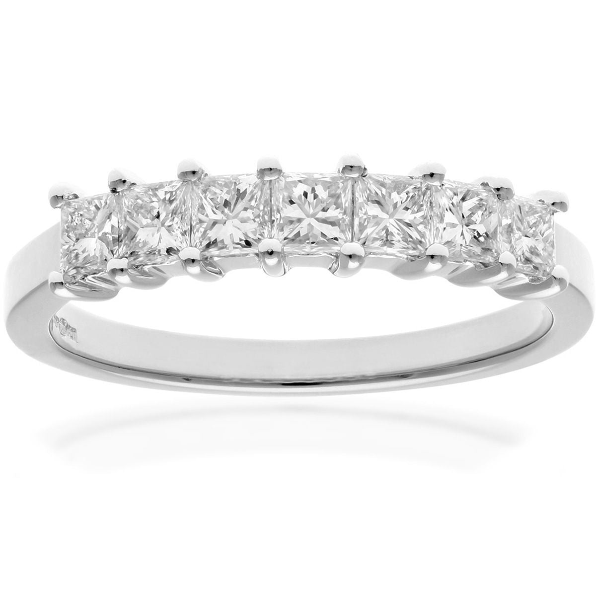 Platinum  Princess 3/4ct Diamond 7 Stone Eternity Ring 3mm - PR0AXL9554PTJPK