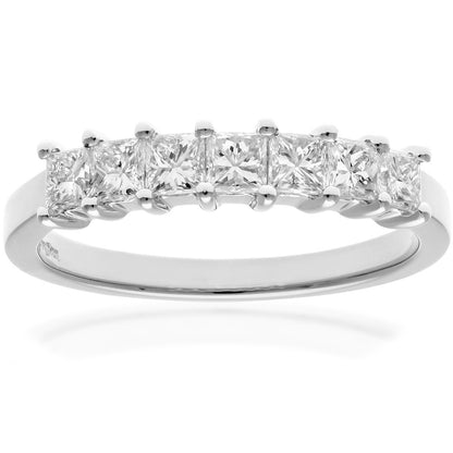 Platinum  Princess 3/4ct Diamond 7 Stone  Eternity Ring 3mm - PR0AXL9554PTJSI