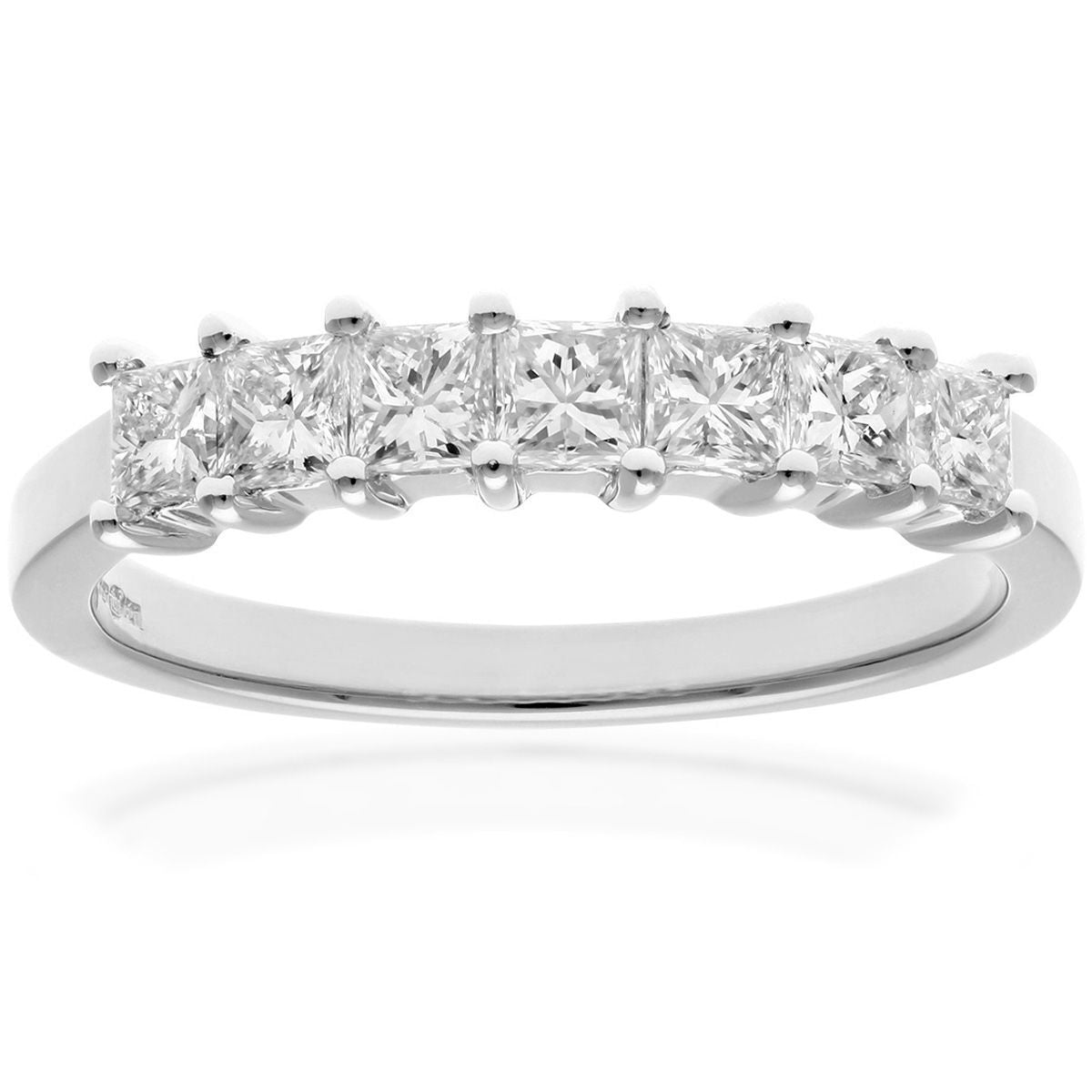 18ct White Gold  Princess 3/4ct Diamond 7 Stone Eternity Ring 3mm - PR0AXL9554W18JPK