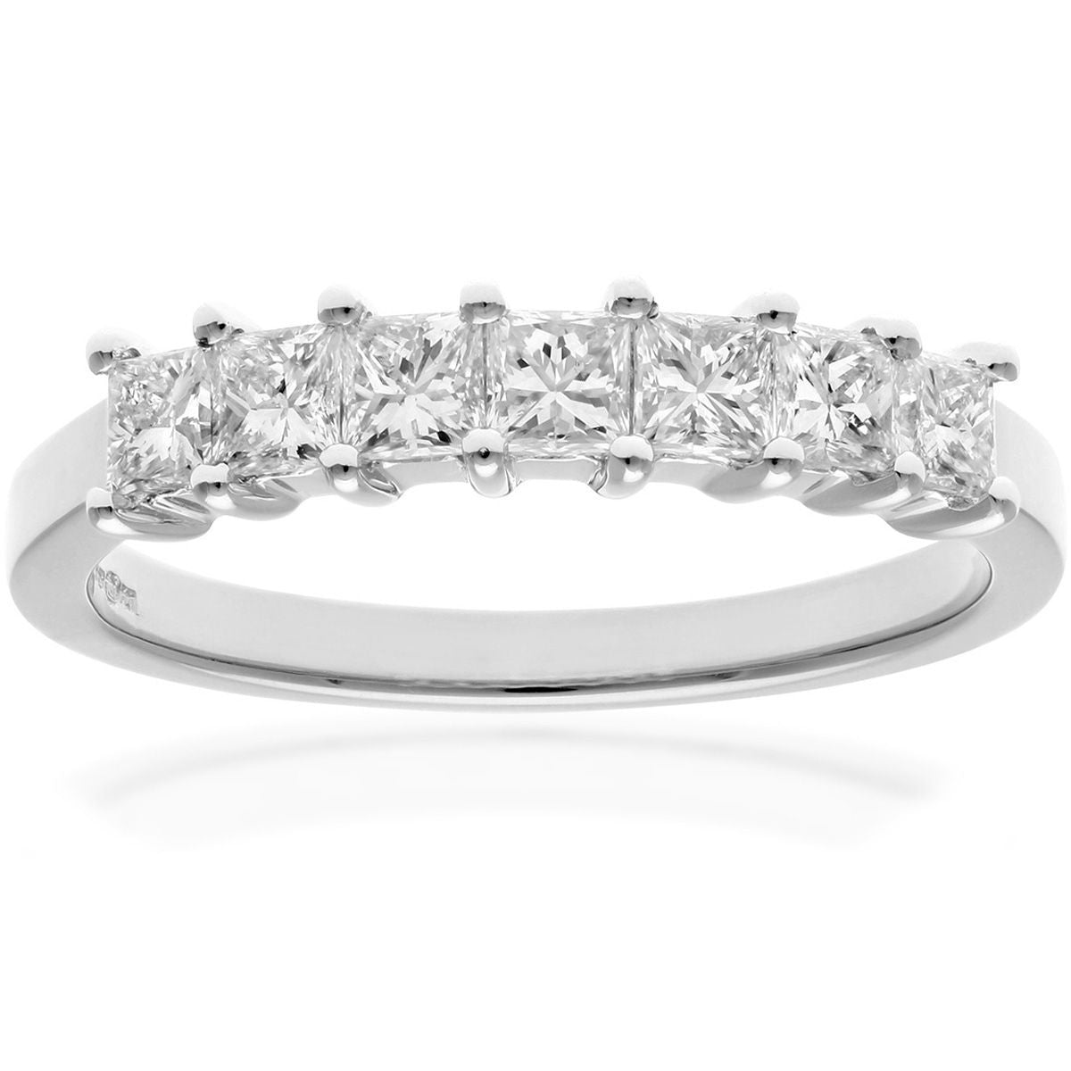 18ct White Gold  Princess 3/4ct Diamond 7 Stone Eternity Ring 3mm - PR0AXL9554W18JSI