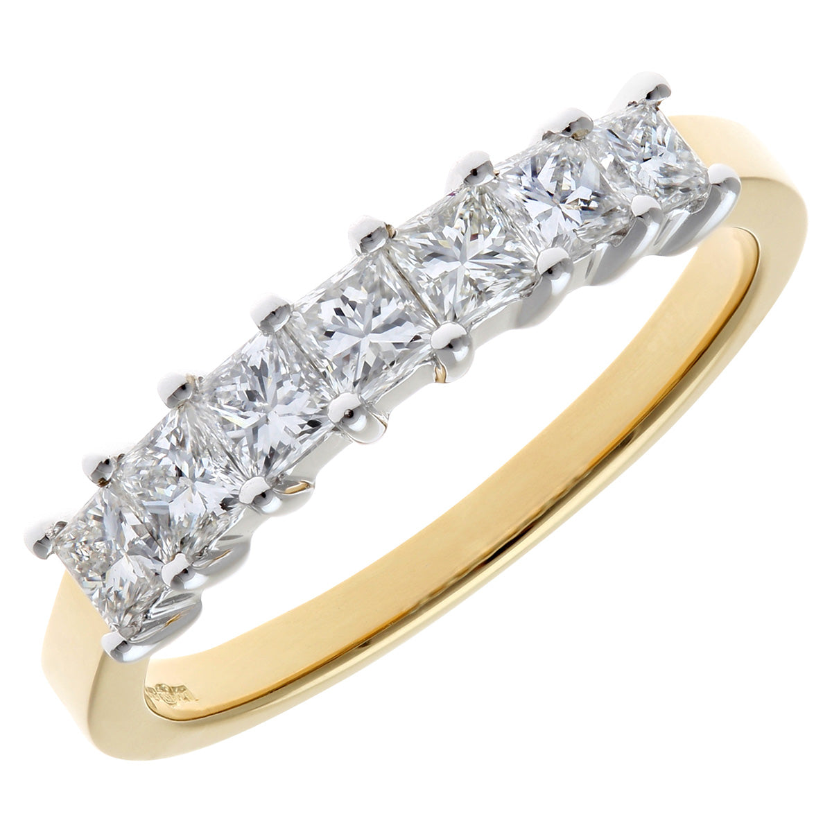 18ct Gold  Princess 3/4ct Diamond 7 Stone  Eternity Ring 3mm - PR0AXL9554Y18JPK