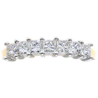 18ct Gold  Princess 3/4ct Diamond 7 Stone Eternity Ring 3mm - PR0AXL9554Y18JPK