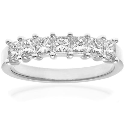 Platinum  Princess 1ct Diamond 7 Stone Eternity Ring 3mm - PR0AXL9555PTJSI