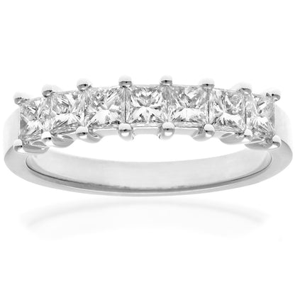 18ct White Gold  Princess 1ct Diamond 7 Stone  Eternity Ring 3mm - PR0AXL9555W18JPK