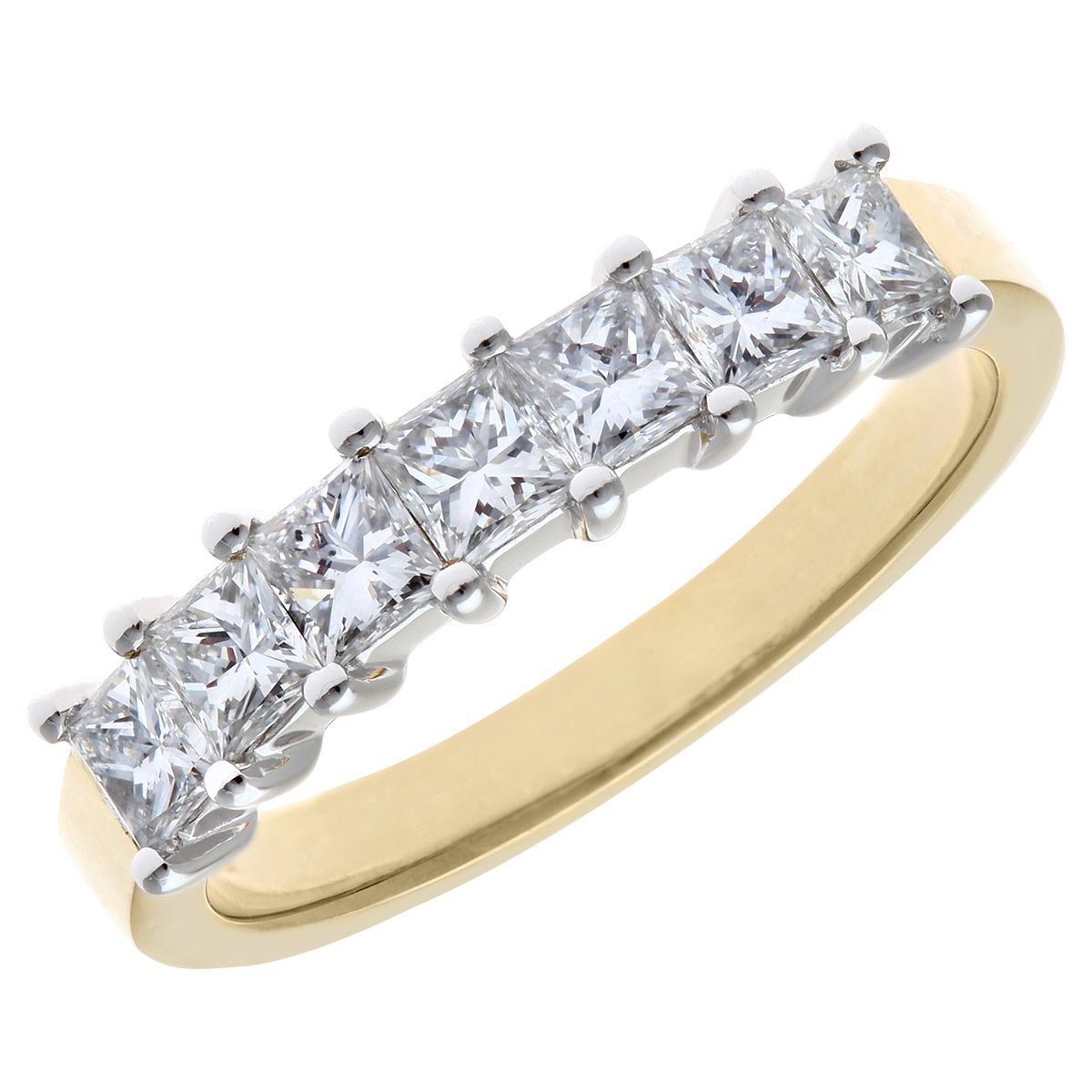 18ct Gold  Princess 1ct Diamond 7 Stone Eternity Ring 3mm - PR0AXL9555Y18JPK