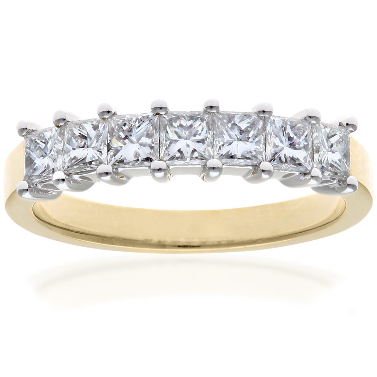 18ct Gold  Princess 1ct Diamond 7 Stone  Eternity Ring 3mm - PR0AXL9555Y18JPK