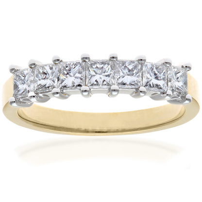 18ct Gold  Princess 1ct Diamond 7 Stone  Eternity Ring 3mm - PR0AXL9555Y18JPK
