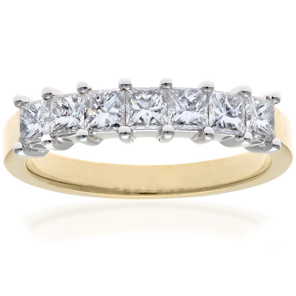 18ct Gold  Princess 1ct Diamond 7 Stone Eternity Ring 3mm - PR0AXL9555Y18JPK