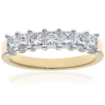 18ct Gold  Princess 1ct Diamond 7 Stone Eternity Ring 3mm - PR0AXL9555Y18JPK