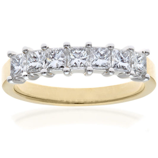 18ct Gold  Princess 1ct Diamond 7 Stone Eternity Ring 3mm - PR0AXL9555Y18JPK