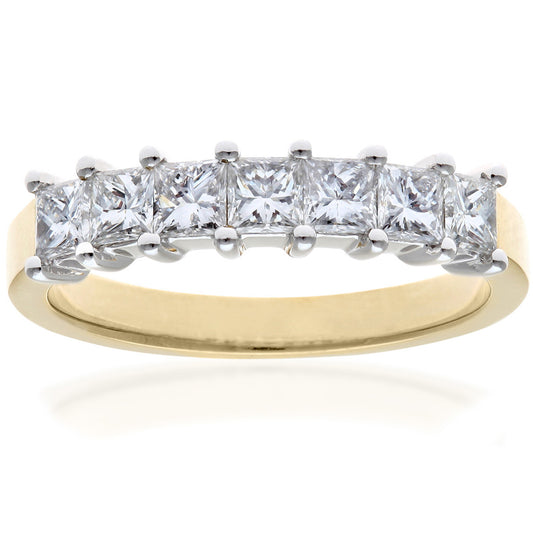 18ct Gold  Princess 1ct Diamond 7 Stone  Eternity Ring 3mm - PR0AXL9555Y18JSI