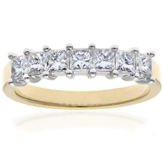18ct Gold  Princess 1ct Diamond 7 Stone Eternity Ring 3mm - PR0AXL9555Y18JSI