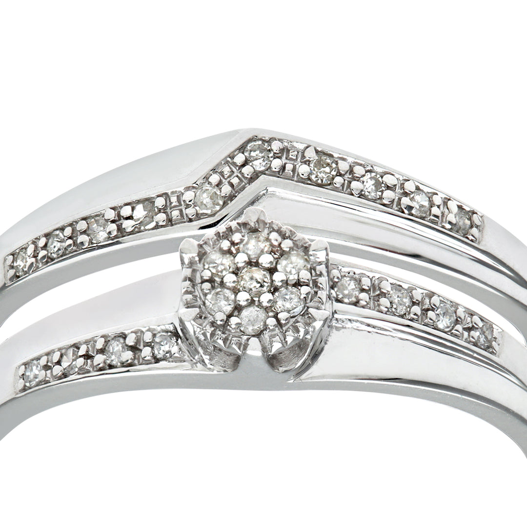 9ct White Gold  Diamond Faux Solitaire ZigZag Eternity Bridal Ring - PR0AXL9816W