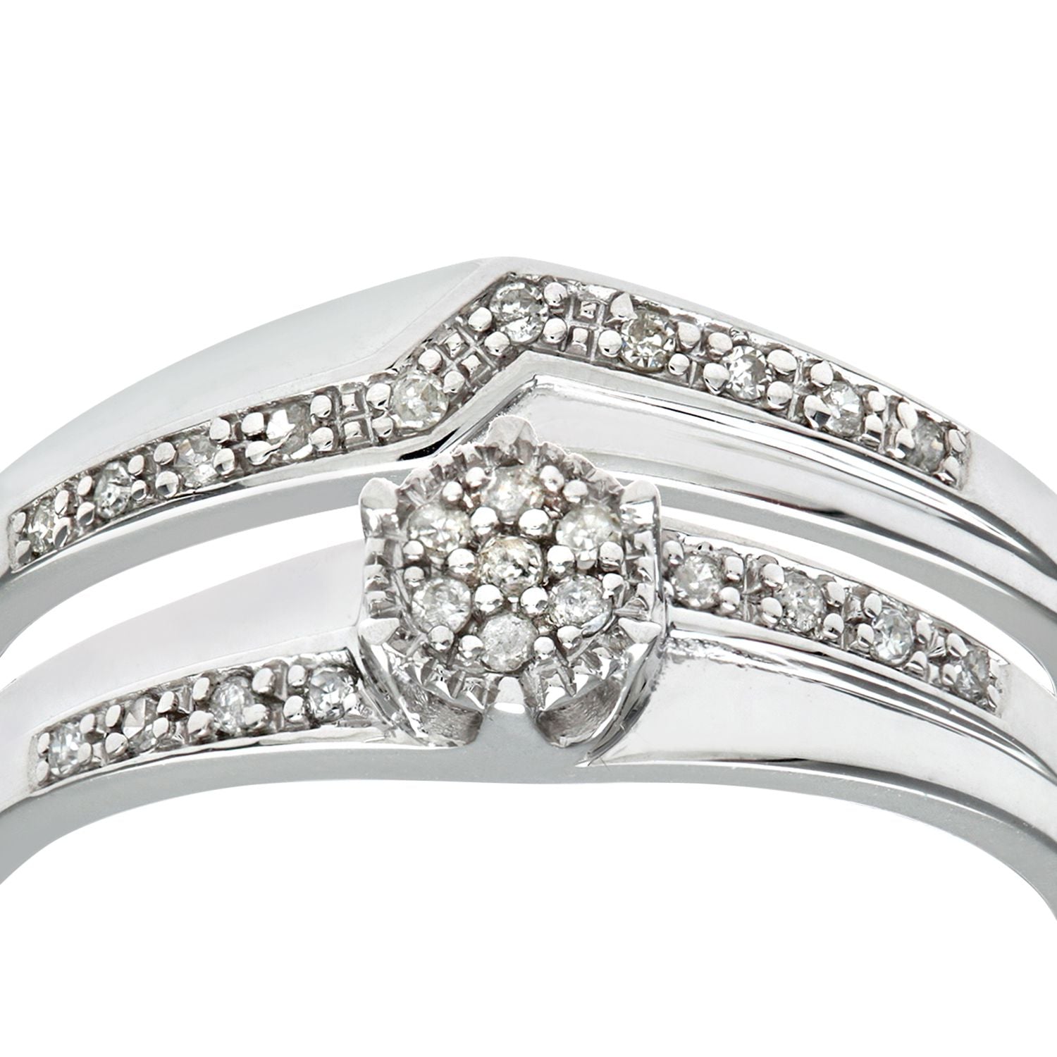 9ct White Gold  Diamond Faux Solitaire ZigZag Eternity Bridal Ring - PR0AXL9816W