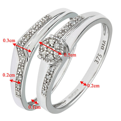 9ct White Gold  Diamond Faux Solitaire ZigZag Eternity Bridal Ring - PR0AXL9816W