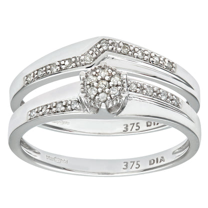 9ct White Gold  Diamond Faux Solitaire ZigZag Eternity Bridal Ring - PR0AXL9816W