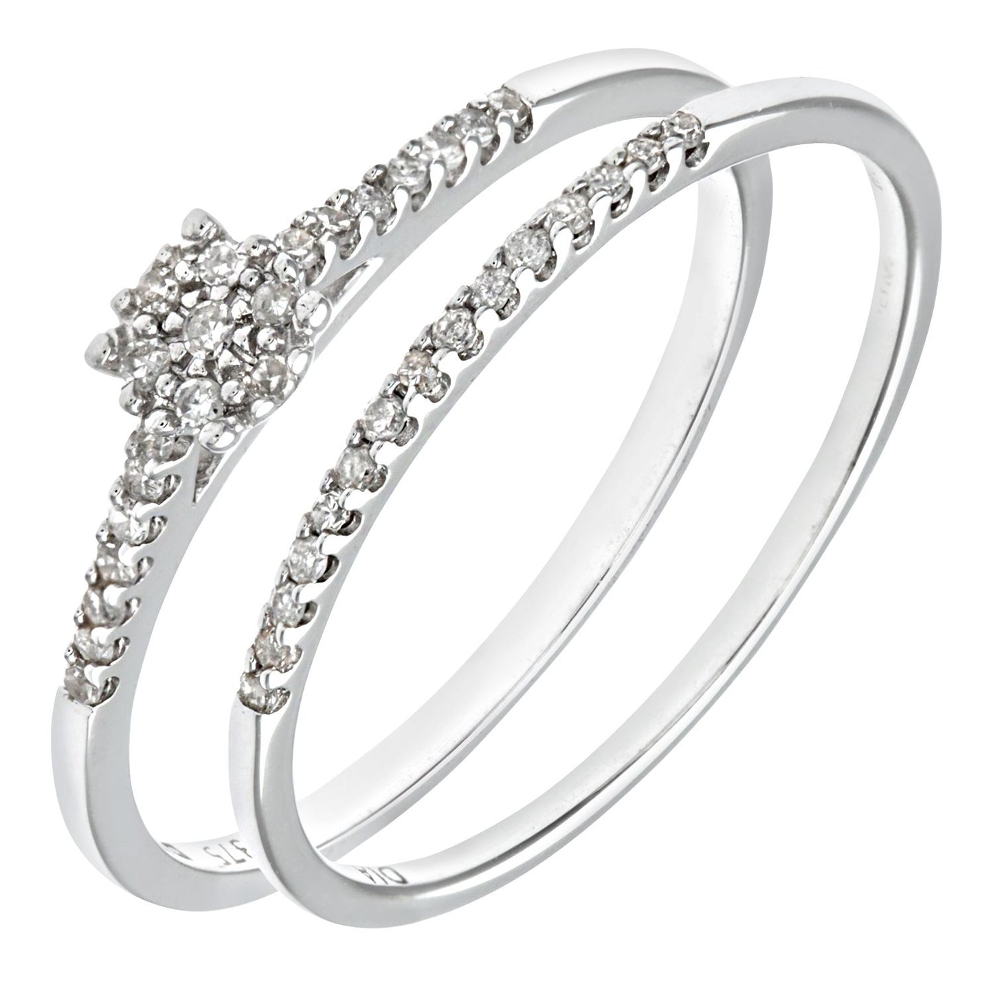 9ct White Gold  Diamond Faux Solitaire Eternity Bridal Ring - PR0AXL9818W