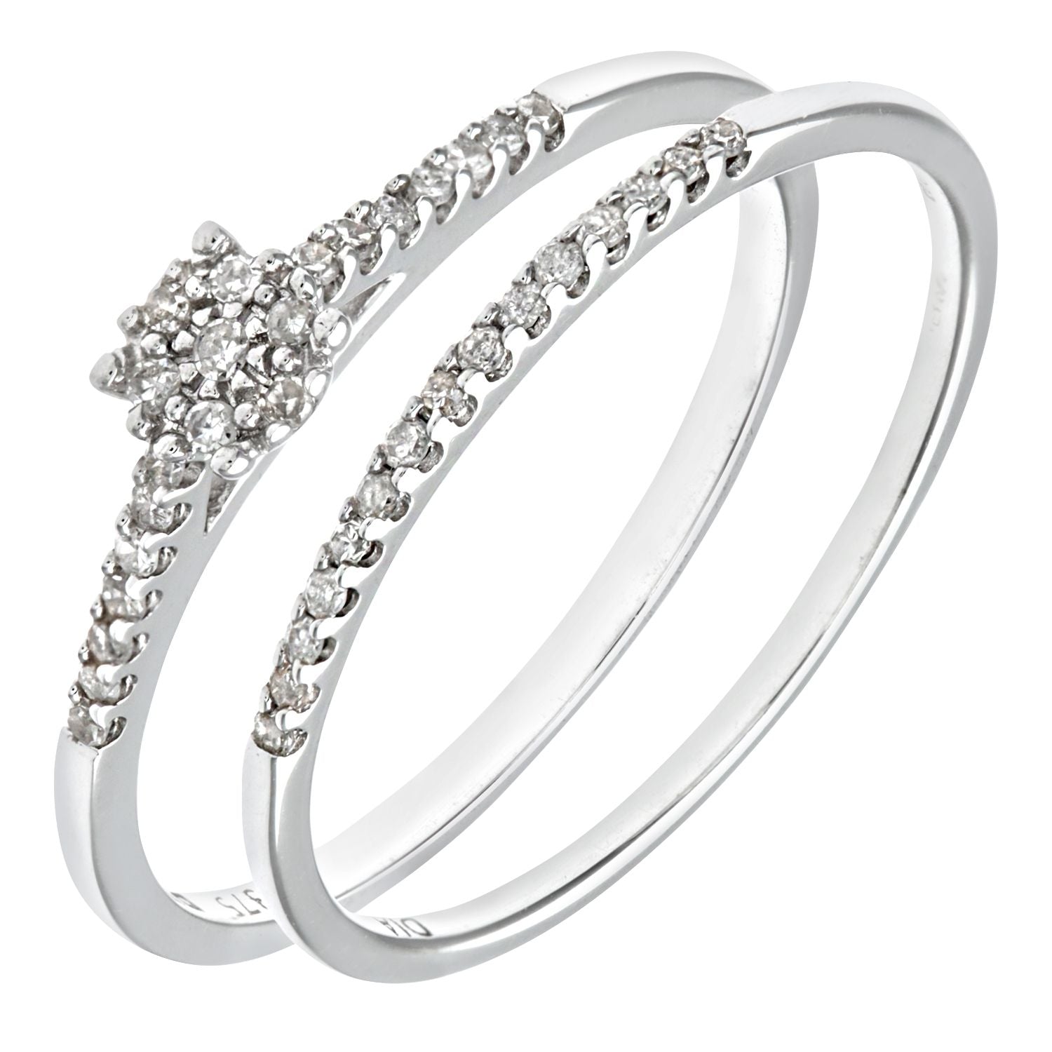9ct White Gold  Diamond Faux Solitaire Eternity Bridal Ring - PR0AXL9818W