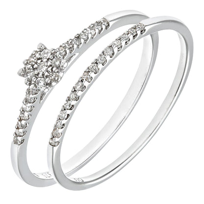 9ct White Gold  Diamond Faux Solitaire Eternity Bridal Ring - PR0AXL9818W