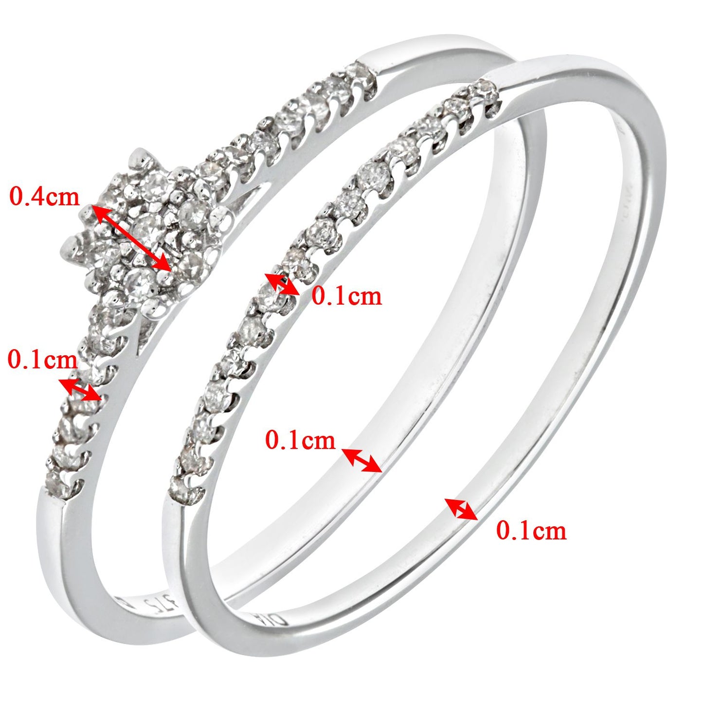 9ct White Gold  Diamond Faux Solitaire Eternity Bridal Ring - PR0AXL9818W