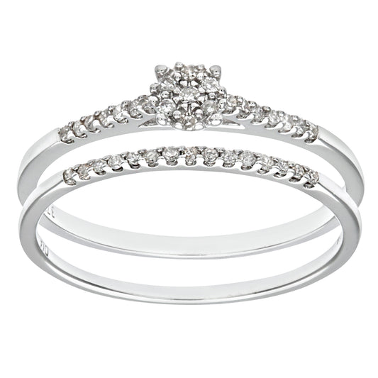 9ct White Gold  Diamond Faux Solitaire Eternity Bridal Ring - PR0AXL9818W