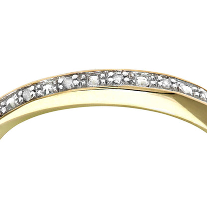 9ct Gold  Round 2pts Diamond Pave Edge Half Eternity Ring 3mm - PR0AXL9832Y