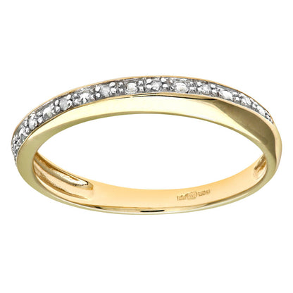 9ct Gold  Round 2pts Diamond Pave Edge Half Eternity Ring 3mm - PR0AXL9832Y