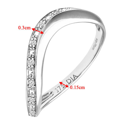 9ct White Gold  3pts Diamond Wobbly Wavy Half Eternity Ring 1.5mm - PR0AXL9834W