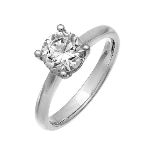 18ct White Gold  1.5ct Diamond 4 Claw Solitaire Engagement Ring - PR0AXL9987W18JPK
