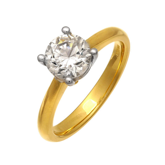 18ct Gold  Round 1.5ct Diamond 4 Claw Solitaire Engagement Ring - PR0AXL9987Y18JPK
