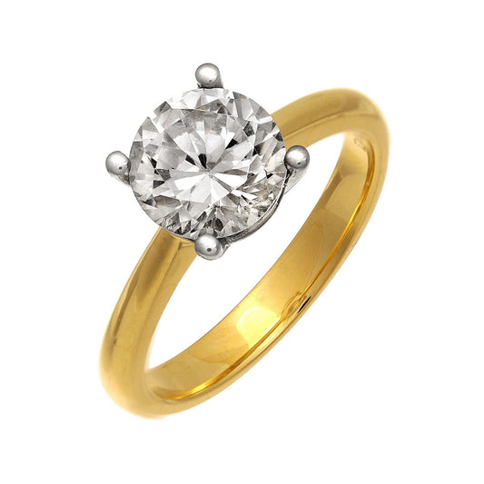 18ct Gold  Round 2ct Diamond 4 Claw Solitaire Engagement Ring - PR0AXL9988Y18JPK