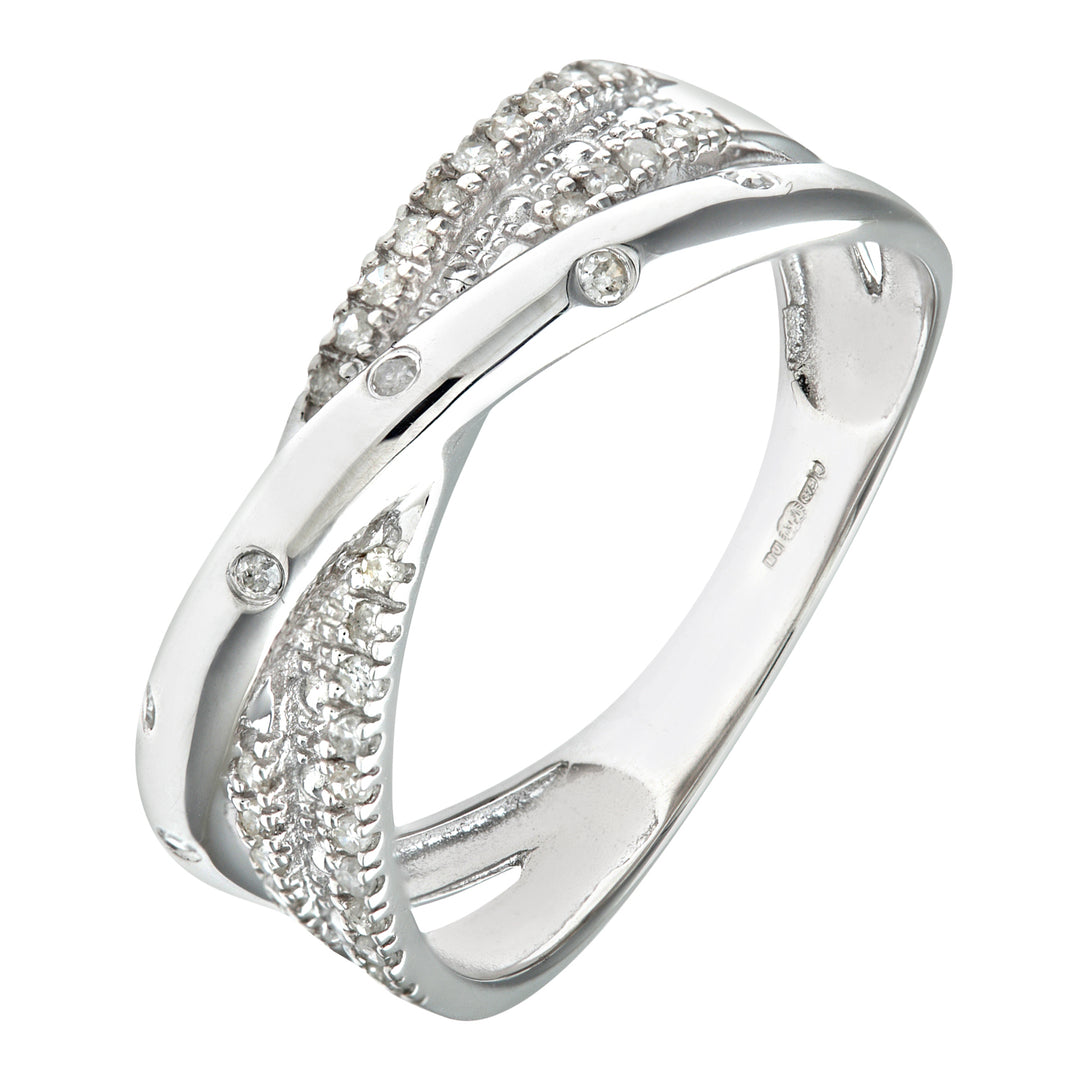 9ct White Gold  15.3pts Diamond Crossover Eternity Ring 2.5mm - PR1AXL0178W