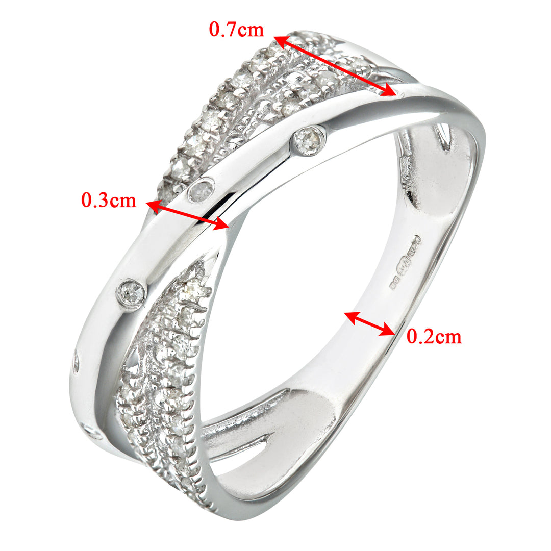 9ct White Gold  15.3pts Diamond Crossover Eternity Ring 2.5mm - PR1AXL0178W