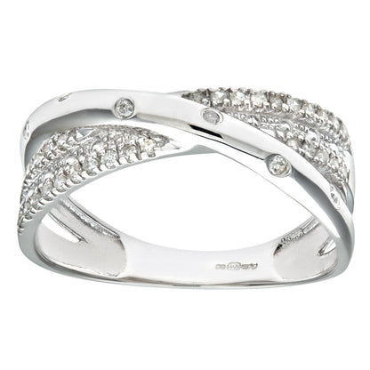 9ct White Gold  15.3pts Diamond Crossover Eternity Ring 2.5mm - PR1AXL0178W