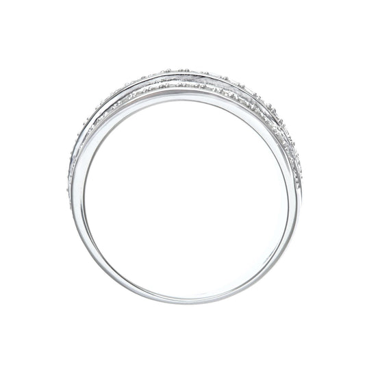 9ct White Gold  Round 1/4ct Diamond Tiered 3 Row Eternity Ring 5mm - PR1AXL0180W