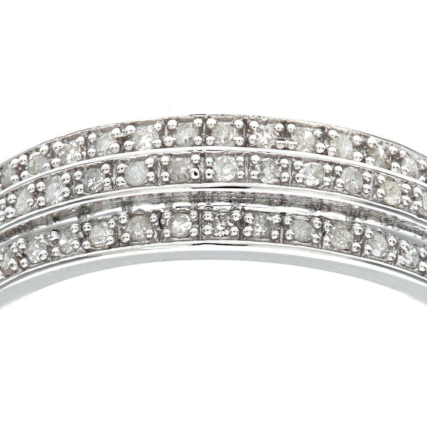 9ct White Gold  Round 1/4ct Diamond Tiered 3 Row Eternity Ring 5mm - PR1AXL0180W