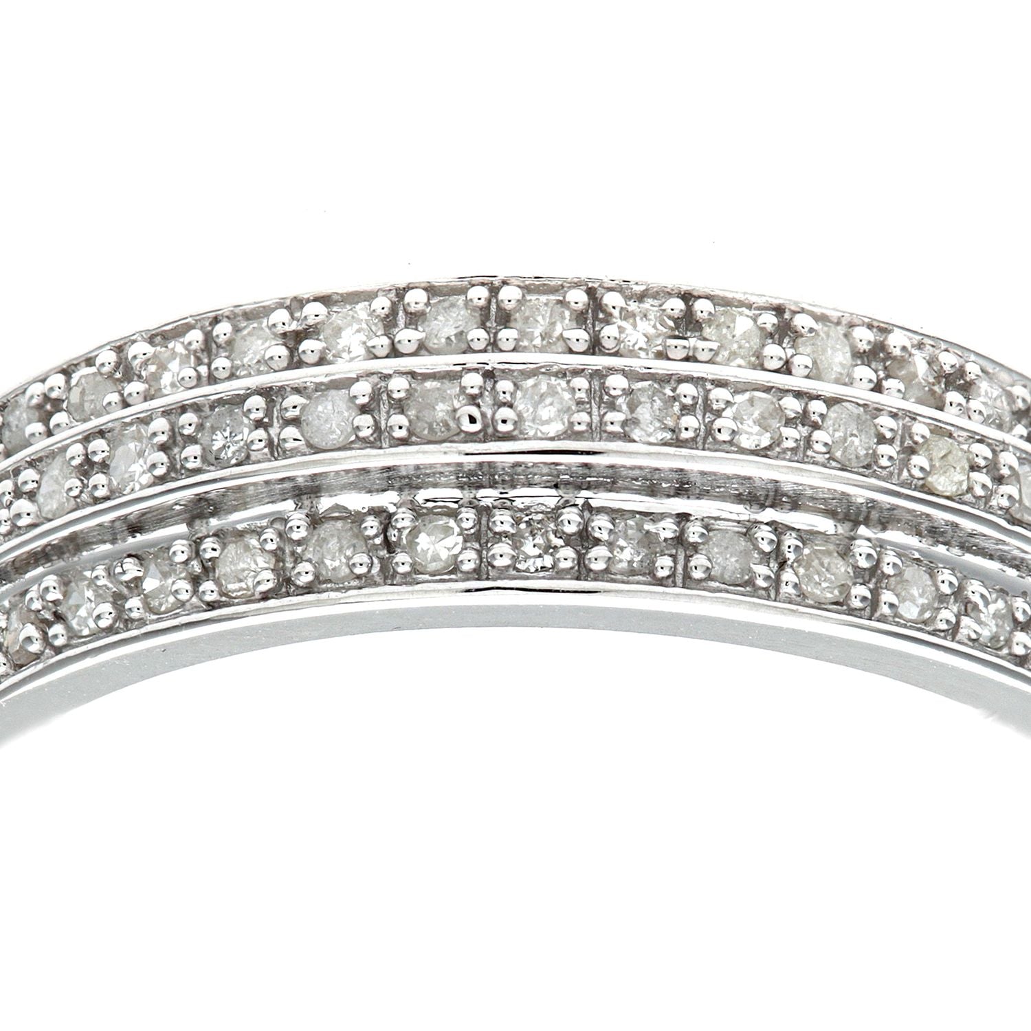 9ct White Gold  Round 1/4ct Diamond Tiered 3 Row Eternity Ring 5mm - PR1AXL0180W