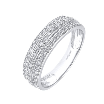 9ct White Gold  Round 1/4ct Diamond Tiered 3 Row Eternity Ring 5mm - PR1AXL0180W