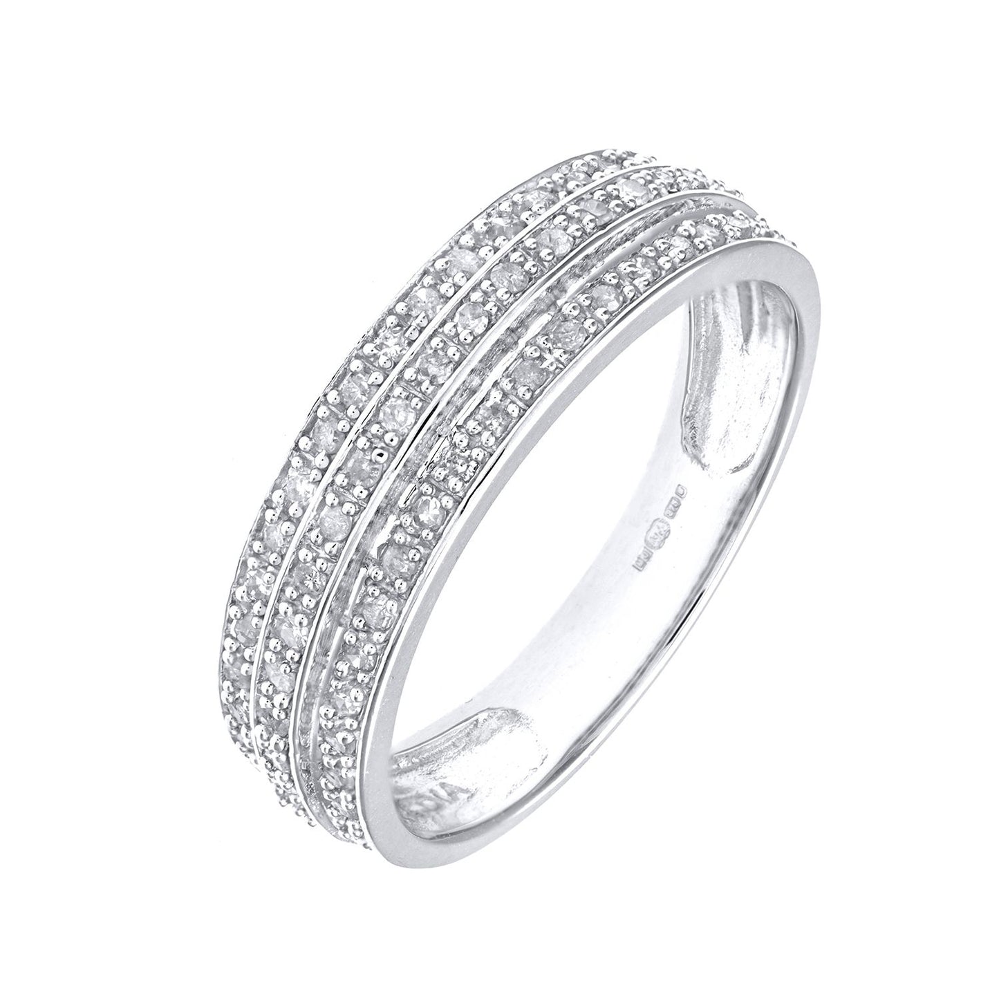 9ct White Gold  Round 1/4ct Diamond Tiered 3 Row Eternity Ring 5mm - PR1AXL0180W