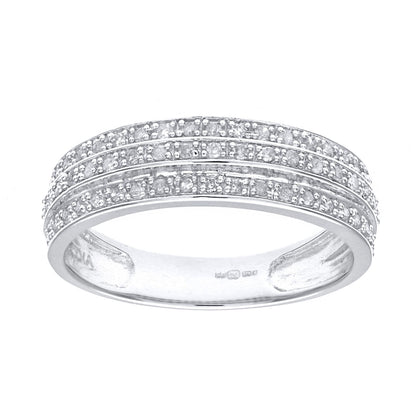 9ct White Gold  Round 1/4ct Diamond Tiered 3 Row Eternity Ring 5mm - PR1AXL0180W